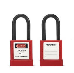 Замок алюминиевый с чехлом из нейлона, стальная дужка в оплетке h=38 мм d=6,4 мм BD-SG100